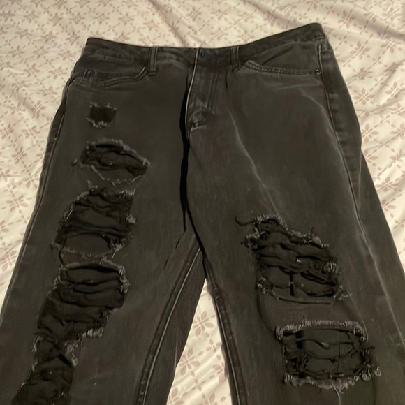 Black blue notes jeans with ripped legs, skinny Jean, high waisted - Picture 1 of 5